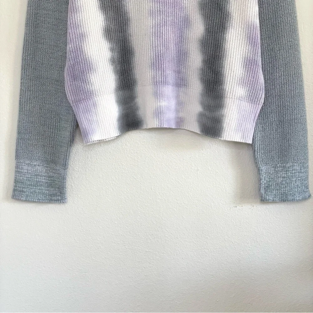 NEW Rails Karis Cotton Cashmere Rib Knit Pullover Sweater Aqua Tie Dye Small